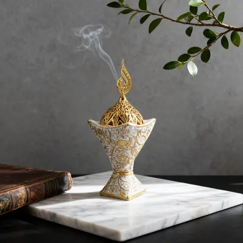 Mini Arabic Text Relief Incense Burner, Ramadan Bukhoor Burner, Home Wedding Valentine Gift, Resin Decorative Ornament, Yoga Meditation Aromatherapy