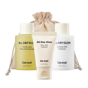De:maf Welcome Kit Cleansing Set – Gentle Cleansing Trio with Travel Pouch | Olive Oil, Milk, and Rice Foam Cleansers for All Skin Types
