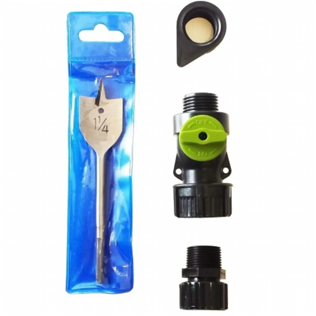 EarthMinded Add-A-Spigot Kit - 1 Kit with Compression Fit, 1.25 in. High Flow Ball Valve, 10 GPM Flow Rate for DIY Installation on Rain Barrels, Tanks or Containers