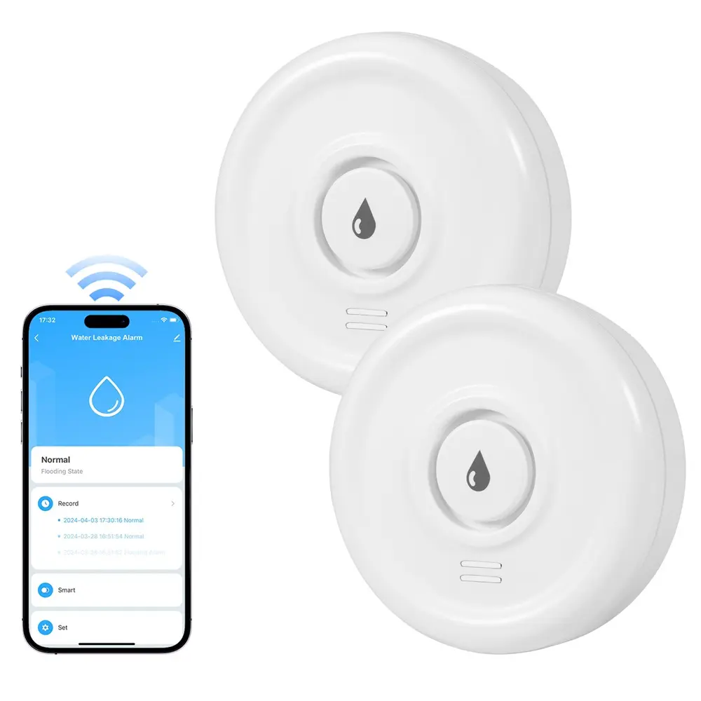 Kerui 2-Pack WiFi Direct Water Sensor, Works with Tuya, 100dB Smart Home Security Alarm with Real-Time App Alerts, IP67 Waterproof, 2.4GHz WiFi Only, No Extra Hub Needed, for Basement Pipe Leak Detection (Battery Not Included)
