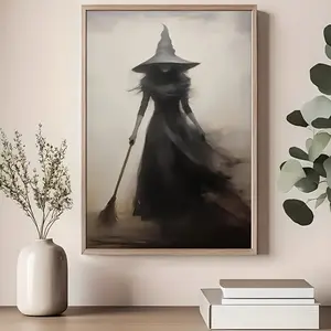 1 piece of dark Gothic mural retro witch poster wall decoration, suitable for Halloween printing home decoration 2D flat printing frameless painting