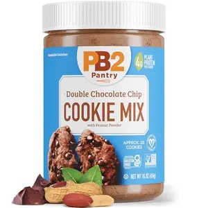 PB2 Pantry Double Chocolate Chip Cookie Mix - 16oz Jar | Certified Vegan, Gluten Free, Non-GMO, 4g Plant Protein Per Cookie