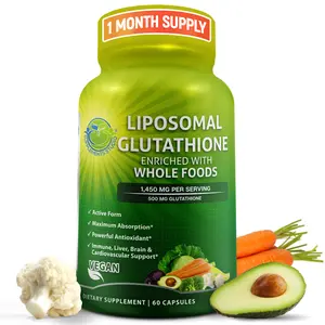 Liposomal Glutathione 500mg - Active Form L-Glutathione (Reduced) for Maximum Absorption - Enriched with Organic Whole Foods - Antioxidant, Immune & Cardiovascular Support - 120 Capsules