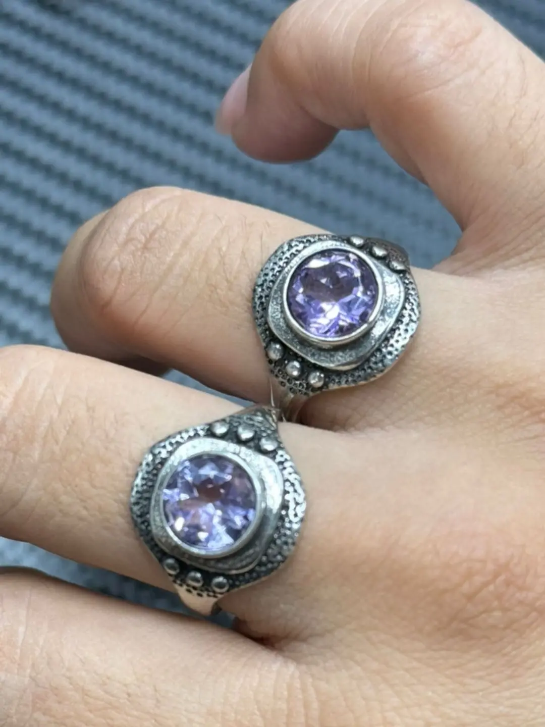 Leah(15273)gc.Vintage amethyst copper ring