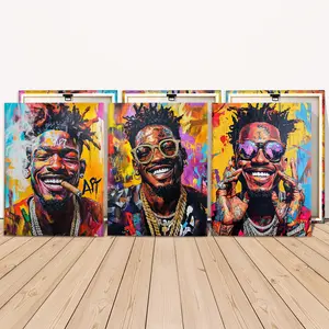 3 Counts Wooden Framed Canvas Painting, Colorful Urban Street Art Portrait Images, Exquisite Poster, Graphic Prints, Picture Image Prints, Perfect Living Room Decoration, Modern Art, Fashion Family Poster, Wall Art Decoration, Waterproof Art