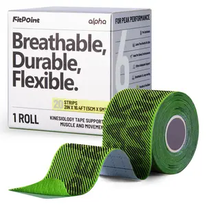 FitPoint Kinesiology Tape ,Ultra-Sticky Athletic Tape for Joint Support – Elastic Kinesio Tape for Knee, Wrist, Ankle – Black & Green
