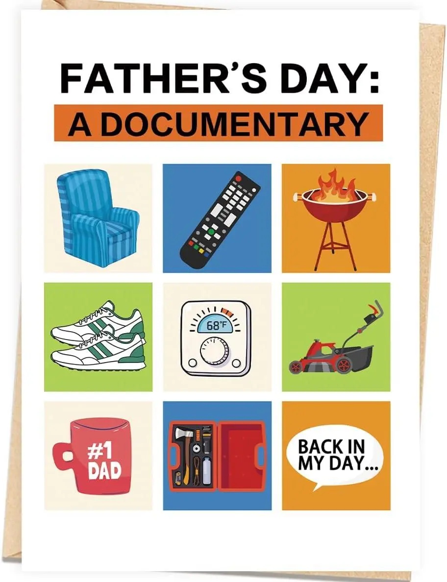 Fathers Day Gift Card for Dad Husband from Daughter Son Wife, Personalized Minimalist Premium Design, Perfect Father's Day Decoration Ideas