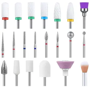 MelodySusie 21pcs Nail Drill Bit Set, Professional 3/32'' Ceramic Diamond Carbide Acrylic Gel Nail Art Tool Kit, Cuticle Remover Bit for Acrylic Gel Dip Powder, Nail Manicure Pedicure, Salon Home