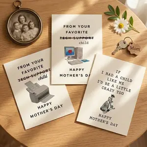 Crazy Mom Mothers Day Card Funny Quotes Mothers Day Card For Mom (Envelopes Included), Card From Husband, Mother's Day Gift