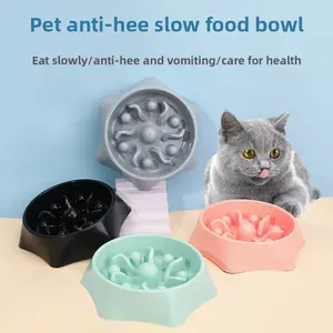 Pet Slow Feeder Bowl Neck Protection, High Large Anti-Slip Easy Clean Cat Dog Food Bowl, Prevents Tip-Over, Choke Prevention for Puppies