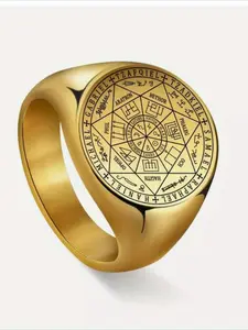 Wheel of Fortune Ring Seven Angels Ring Solomon Seal Kabbalah Amulet Protection Ring Jewelry Essential for Halloween Engraved Ring