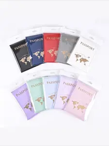 Travel Gold Passport Holder Cover Case for Women Men PU Leather Ticket Map Travel Document Holder Passport Covers Passport Protective Accessories Travel Essentials