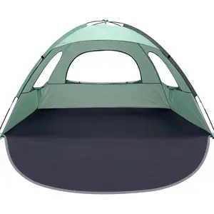 Beach Tent Anti-UV Portable Sun Shade Shelter for 3/4/6/8 Person, Extendable Floor with 3 Ventilating Mesh Windows Plus Carrying Bag, Stakes and Guy Lines