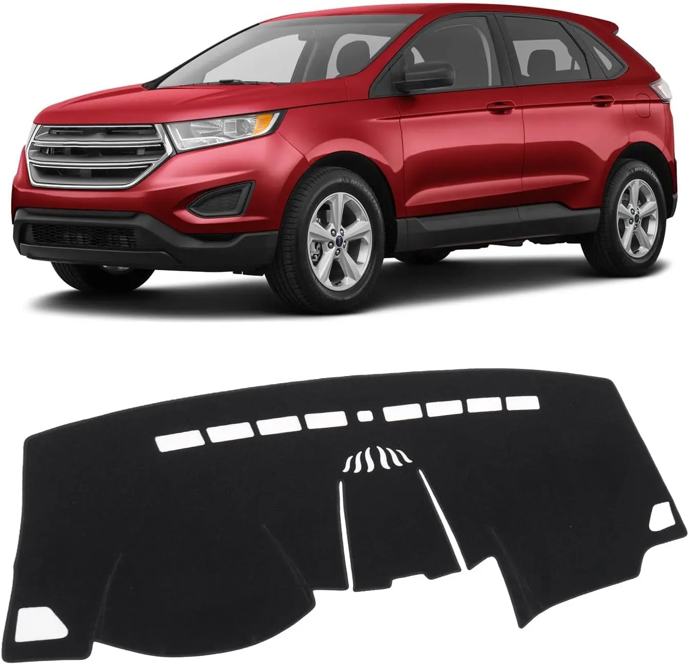 KUST Black Dashboard Cover Compatible with Ford Edge 2015-2024 Dashboard Cover Accessories for Edge Non-Slip Polyester Dashboard Mat Custom Fit Center Console Sunshield Protector No Glare