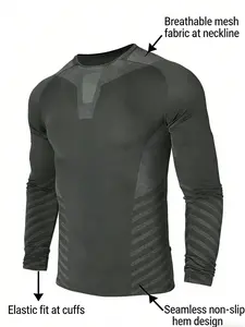 LiveGreat Men's 2026 Spring Autumn T-Shirt, High Stretch Seamless Jacquard Antibacterial Deodorant Sports Tee