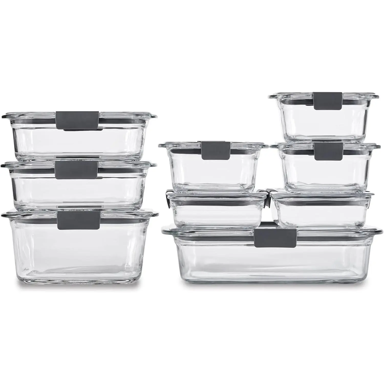 Glass Food Storage Containers Set of 9, BPA-Free Leak-Proof Airtight Clear Containers for Meal Prep, Lunch and Leftovers