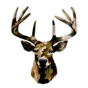 Camo Whitetail Deer Sticker, Hunting Buck Head Decal for Trucks, Cool Outdoor Camo Buck Art, Gift for Hunters, Father’s Day, Birthday & Christmas
