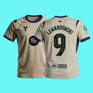 2026 27 New Away Yellow No.9 Lewandowski Short Sleeves Long Sleeves Soccer Jersey