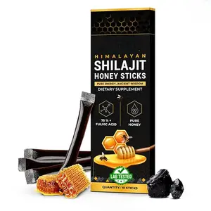 Himalayan Shilajit Honey Sticks for Men & Women - 75%+ Fulvic Acid & Trace Minerals - Raw Honey, Saffron & Himalayan Shilajit Resin - 10 Sticks Pack