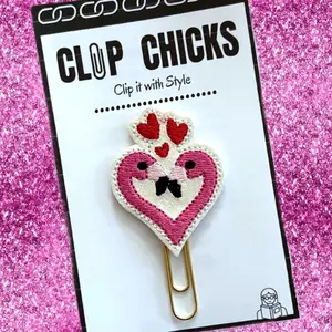 Flamingo Heart Novelty Paper Clip - Fun Bookmark, Planner Clip, Journal Accessories, Valentine's Gifts - Unique Gift under $5
