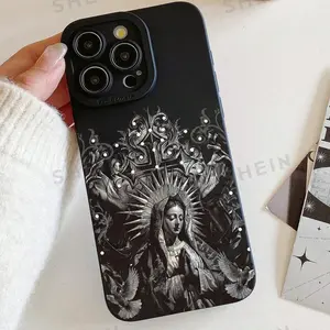 Gothic-Style Guadalupe Pattern Phone Case, Anti-drop Shockproof Phone Protective Cover, Phone Accessory Compatible with iPhone 17 Pro Max,17Air,16Pro Max 11 12 13 14 15 Pro Max