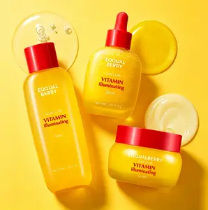 EOOUALBERRY Vitamin Illuminating Skincare Set-Toner + Serum + Cream | Vitamin C & Niacinamide Targets Dark Spots | Glowy, Lightweight Hydration