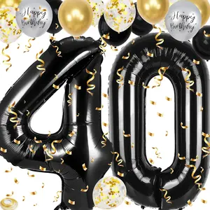 40th Birthday Decorations for Men Women, 40 inch 40 Balloon Numbers, 18 count 12 inch 40th Birthday Decoration Balloons for 40th Men Women Birthday Anniversary Party Decoration