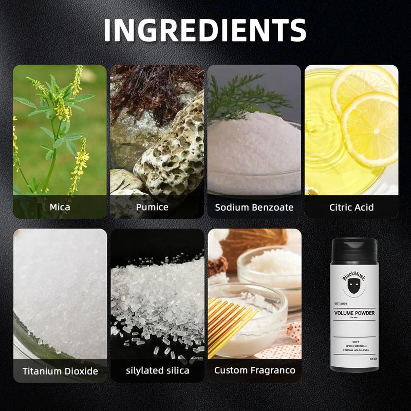 2pcs BlackMask Volume Powder for Men - Instant Texture & Volume with All-Natural Ingredients Strong Hold Gentle Cleansing