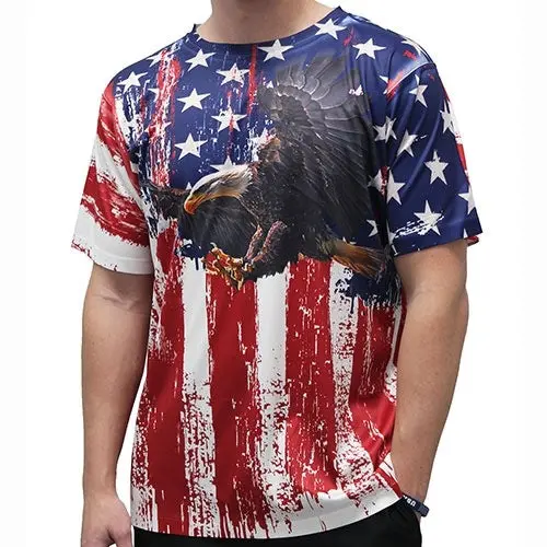 Men's American Flag Sublimation Eagle T-Shirt Graphic Fabric