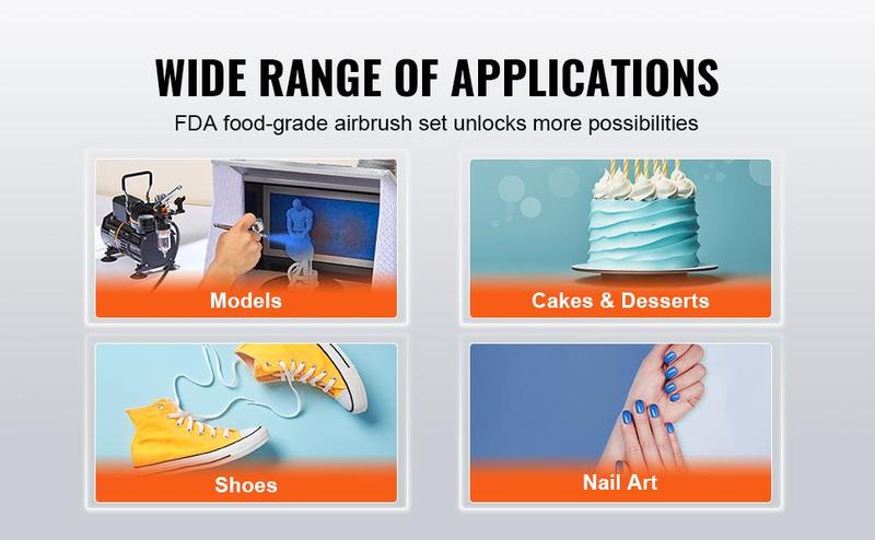 VEVOR Airbrush Ensemble, Expert Airbrush Kit with Compressor, Multi-Use Dual-Action Gravity Feed Airbrush System for Art, Nails, Cookies, Tattoos