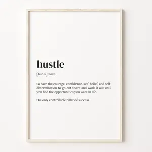 Hustle Definition Print, Dictionary Poster, Quote Wall Art, Motivation Coffe Art, Motivational Quote, Hustle Motivation Poster Prints No Framed, Gifts For , Wall Decor, Wall Art Home Decor, Large Wall Art