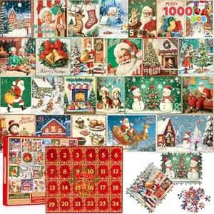 1000 PCS Christmas Advent Calendar 2025 Puzzles, 24 Days Christmas Countdown Puzzles for Xmas Party Favors Supplies, Classroom Prizes, Boys Girls Kids Fun Gifts