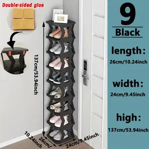 Folding Shoe Rack Organizer - Space-Saving, Dust-Proof, Sturdy, and Durable with Multiple Narrow Vertical Slots for Home, Dorm, or Rental House Shoe Storage - Easy Assembly and Disassembly for Convenient Use