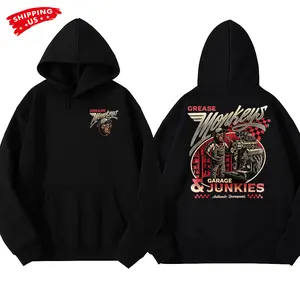Grease Monkeys Garage Junkies Hoodie, Mechanic Engine Graphic, Workman Trading Co Graphic Hoodie for Auto Mechanics & Car Enthusiasts, Gift for Gearheads