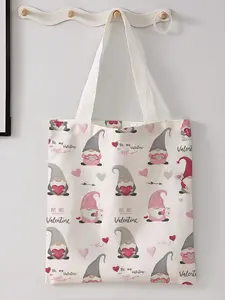 Christmas Gnome Pattern Casual Storage Bag, Night Scene, Fashionable and Trendy, Suitable for Daily Shopping Office and Various Occasions