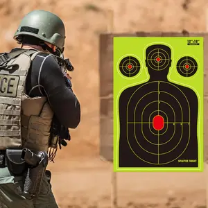 10 Pcs 12"x18" Human Silhouette Reactive Targets High Visibility Fluorescent Splatter Coating on Adhesive Paper for Pistol and Rifle Practice