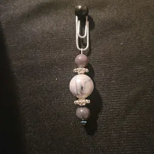 Black Beaded Paperclip Bookmark with Decorative Beads and Silver Metal Clip