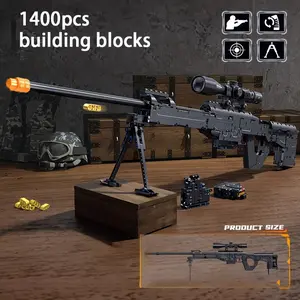 1400pcs Building Block Gun Set, High Difficulty Adult Assembly Toy, Perfect Halloween & Christmas Gift for Collectors