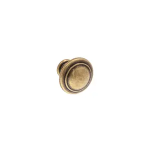 Round Cabinet Knob – Victorian Antique Brass with Vintage Patina