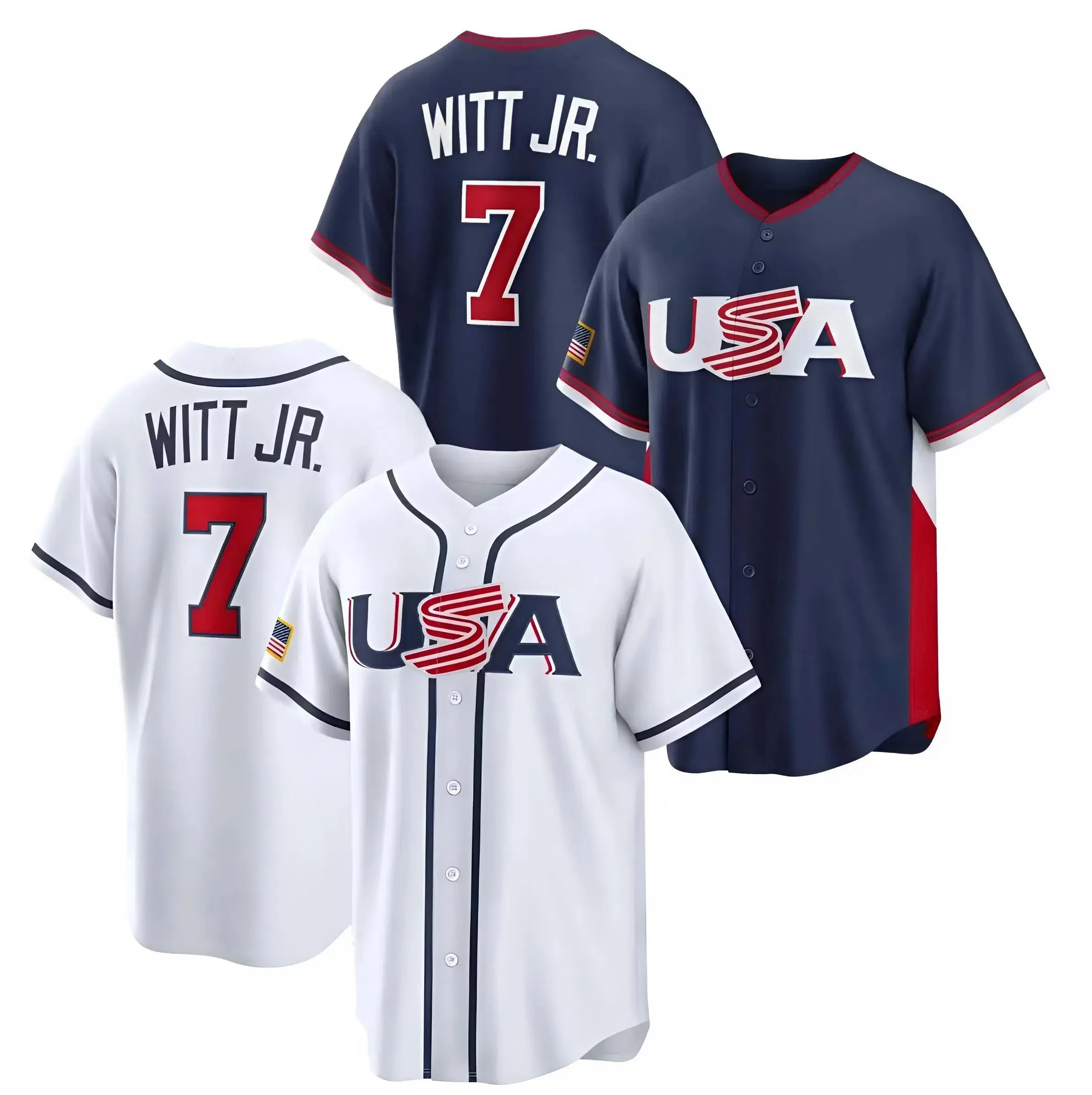 2026 USA Baseball #WITT JR. Jersey | Personalized Navy&White Fan Apparel