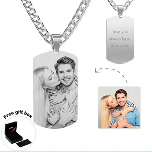 Necklace Jewelry Personalized Men's Photo Engraved Boy Necklace Creative Gift for Boyfriend on Anniversary's Day