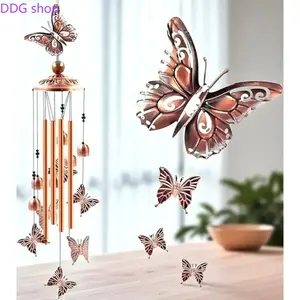 Aluminum Butterflies Wind Chimes – Retro Butterfly Design Wind Chime with S Hook, Melodic Clear Sound, Weatherproof Durable Construction, Perfect Hanging Ornaments for Patio, Garden & Outdoor Decoration, Heartfelt Memorial Gift for Loved Ones
