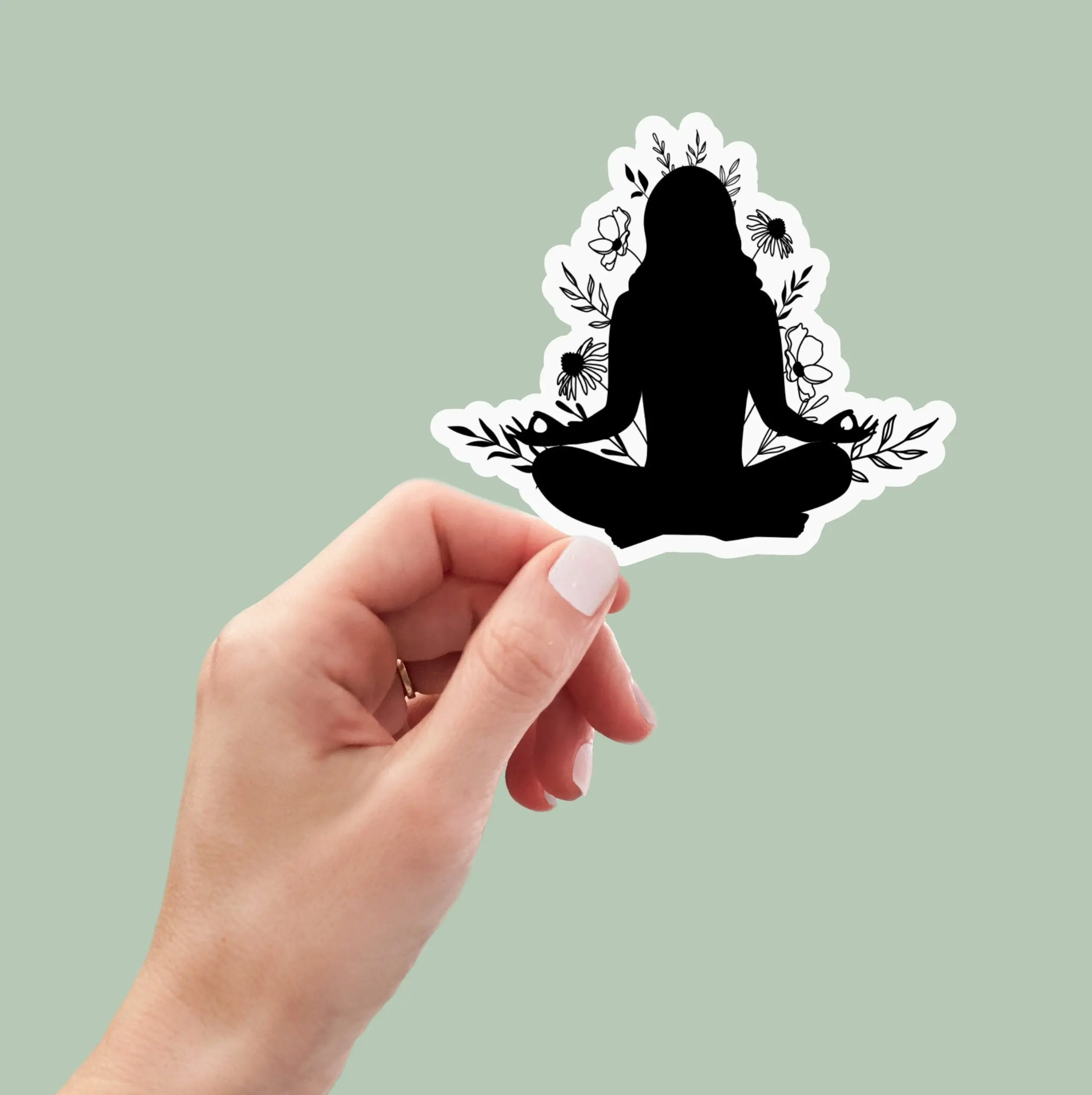 Meditation pose sticker, yoga sticker, yoga pose, yoga gifts, water bottle sticker, laptop sticker, zen, decals