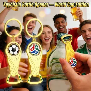 2026 World Cup Bottle Opener Keychain, Zinc Alloy Flat Bottle Opener for Soccer Fans, Multi-Use Keyring Tool for Kitchen, Bar, Restaurant, and Outdoor BBQ, Ideal Gift for Sports Lovers