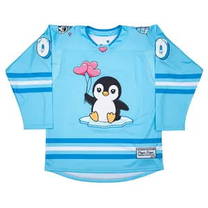Unisex Oversized Embroidered Hockey Jersey - Unisex Shirt, Blue, Fully Stitched, Long Sleeve, Relaxed Fit, Plus Size, All-Seasons Stylish Sports Top