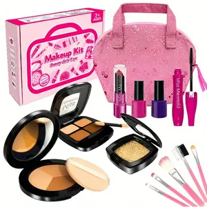 Safe Chemical-Free 15-Piece Role-Playing Toy Set with Makeup Bag, Perfect for Kids' Halloween Gifts & Birthday Presents