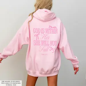 Pink Christian Hoodie God Is Within Her She Will Not Fall Coquette Christian Hoodie Jesus Hoodie Christian Sweatshirt Christian Bible Verse  T-shirt, sweater and Hoodie