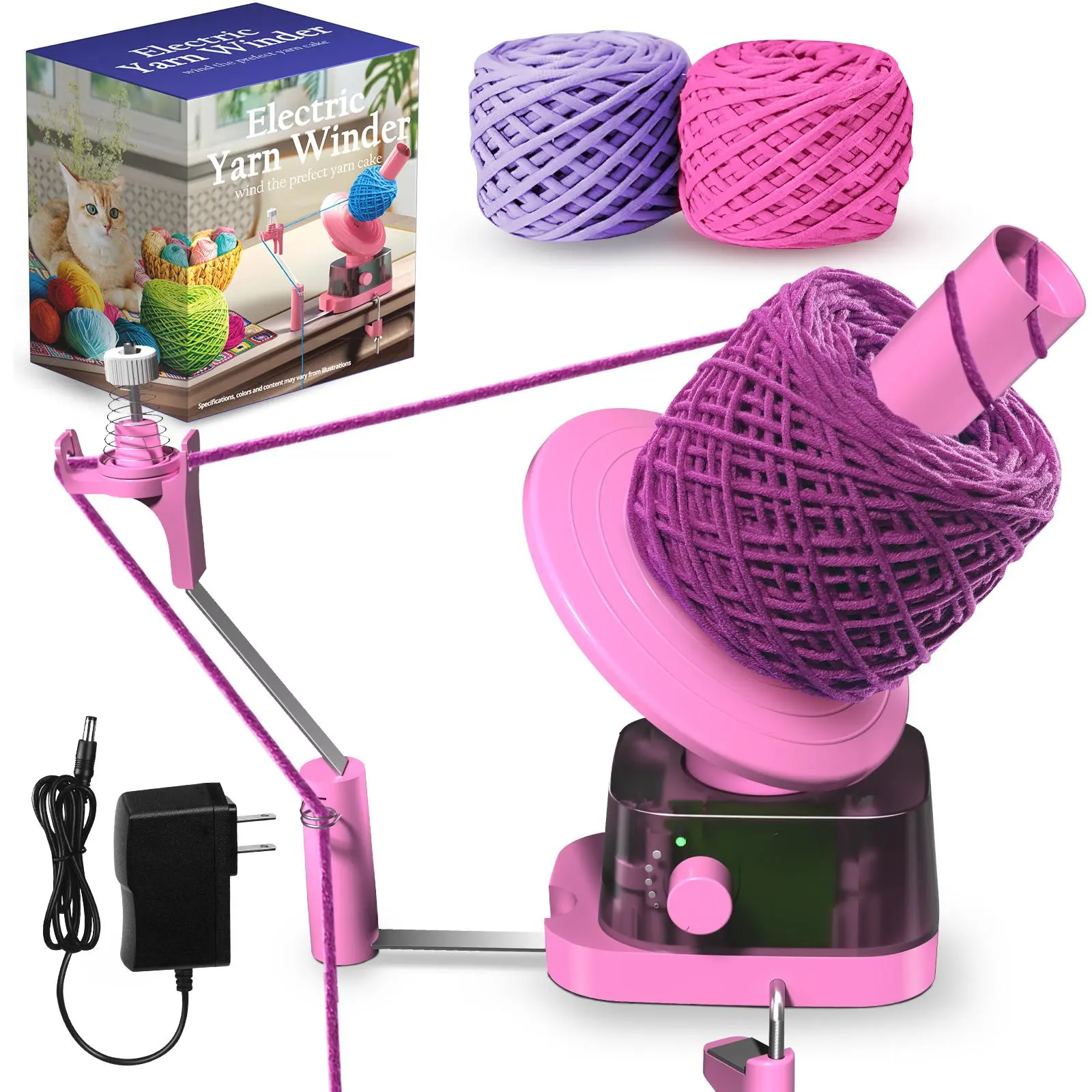 Electric Yarn Winder with Yarn Holder - Large-Capacity Arts & Crafts Tool, Strong Tension Control, Stepless Speed Adjustment, Multifunctional Helper for Crocheting Enthusiasts