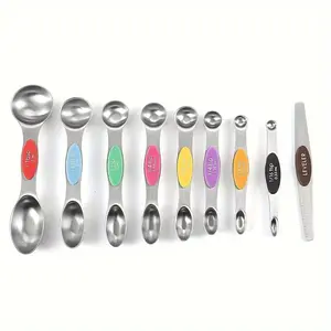 9Pcs Double Sided Magnetic Measuring Spoons, Accurate Measure Tool for Liquid & Dry Ingredients, Fits Spice Jars