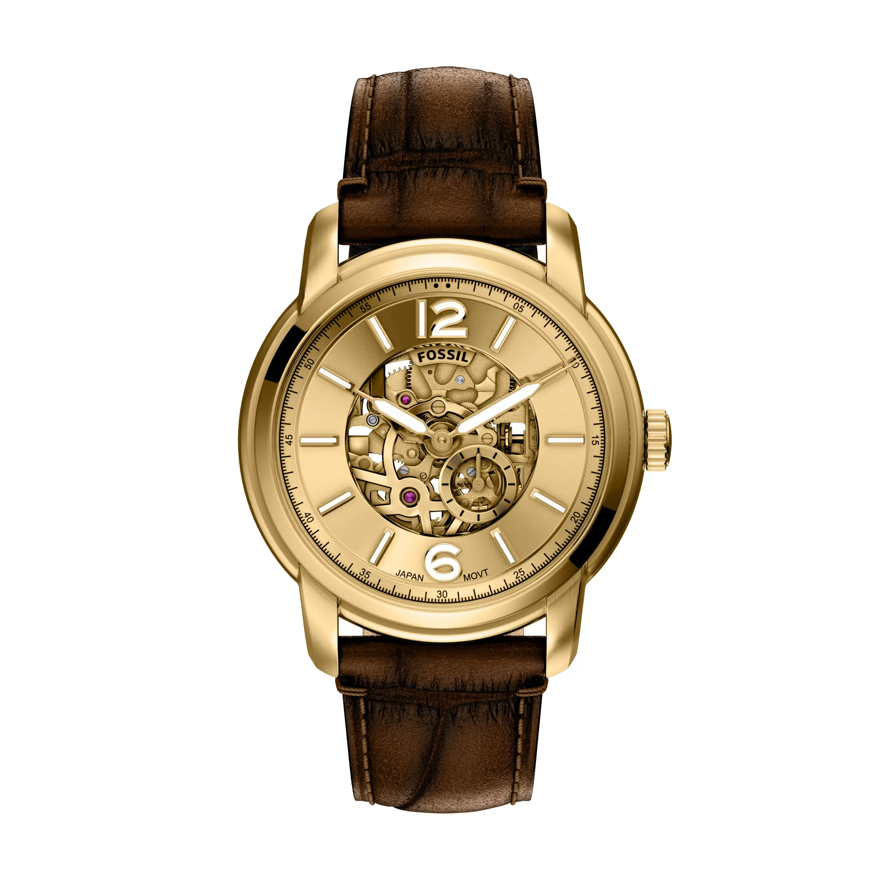 Fossil Men's Fossil Heritage Automatic Brown Croco Leather Watch